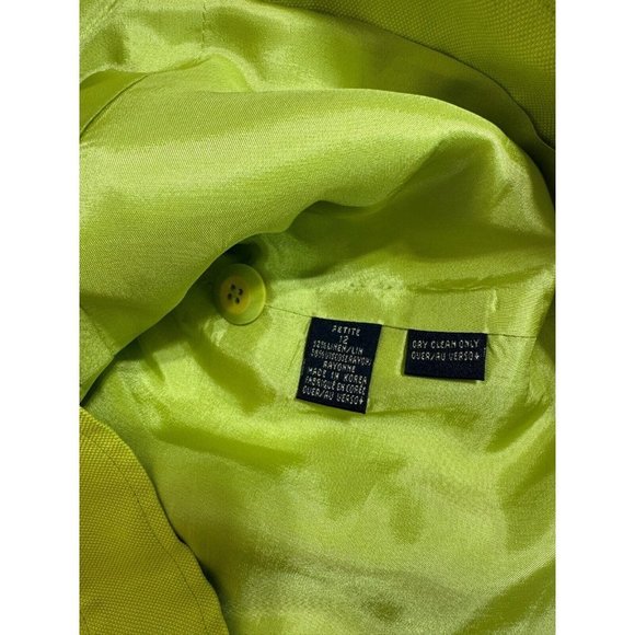 Dana Buchman Blazer Petite Green Linen Jacket Button Front Casual Size 12P #1272 - Picture 14 of 16